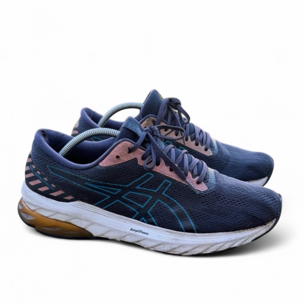 Size 11.5 -Asics Amplifoam Dark Blue and Peach Athletic Shoes